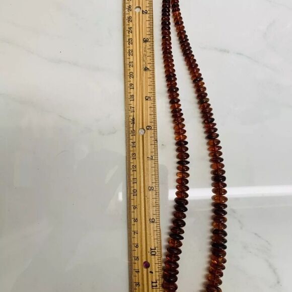 Vtg Carved Natural Baltic  Amber Graduated Disc Bead 38g 24” Necklace Rondelles - Picture 2 of 16